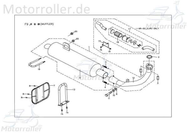 PGO X-RIDER 50 Auspuff Katalysator 50ccm 2Takt Auspuffanlage X1281500000 Motorroller.de Quad ATV Endschalldämpfer Endtopf Auspuff-Anlage