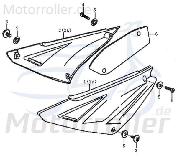 Kreidler Supermoto 125 DD Dekor Seitenverkleidung rechts schwarz 89512 Motorroller.de Aufkleber Sticker Seitenabdeckung Seitencover