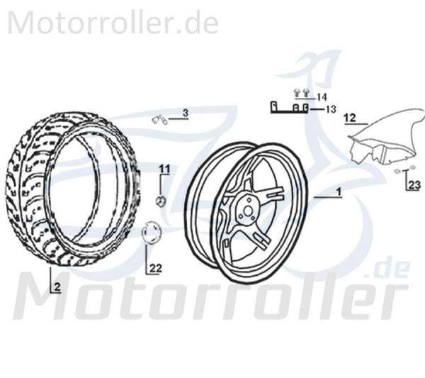 Kreidler Galactica 3.0 LC 50 DD Felge hinten 741489 Motorroller.de Hinterrad-Felge Hinterradfelge Hinter-Rad Heck-Rad 50ccm-2Takt Scooter