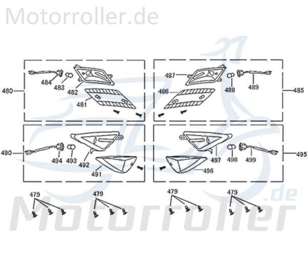 Blinkleuchte vorn rechts Jonway Florett 2.0 50 City 740906 Motorroller.de Blinklicht komplett vorne 50ccm-2Takt Scooter Florett 2.1 RS 50 Moped