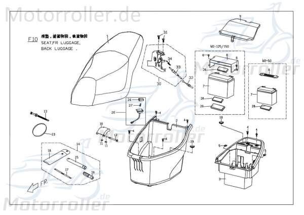 PGO Helmfachvorderteil G-Max 125 Roller M2681000000 Motorroller.de G-Max 50 Naked Mokick Ersatzteil Service Inpektion Direktimport