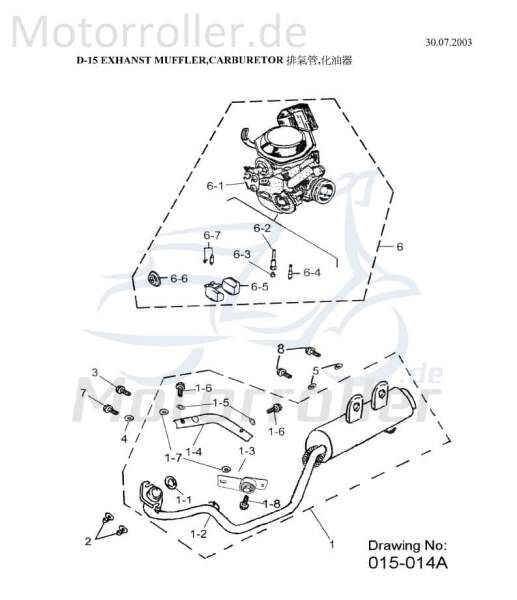 Aeon Overland 180 Auspuff Endtopf 180ccm 4Takt 18301-186-000 Motorroller.de Endschalldämpfer Auspuffanlage Auspuff-Anlage Auspufftopf Auspuffendtopf