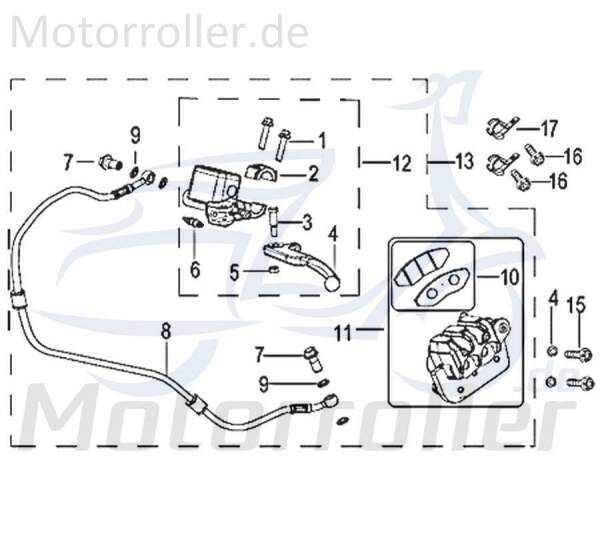 Kreidler Insignio 125 2.0 Bremssattel 125ccm 4Takt 750293 Motorroller.de Bremszange Brems-Zange Brems-Sattel Bremshalterung Bremsblock Brems-Block