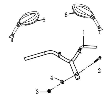 Rückspiegel rechts M8x1.25 Rechts-Gewinde 340mm YY50QT-28 1210306-1179