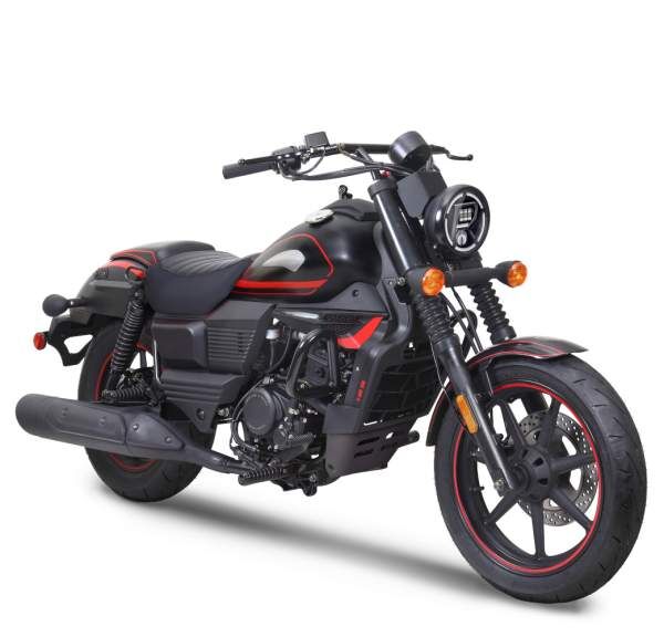 Motorrad Fighter 125 UMRV-RS schwarz-matt Euro 5 125ccm Schaltmoped Leichtkraftrad 125er Chopper 4-Ventiler