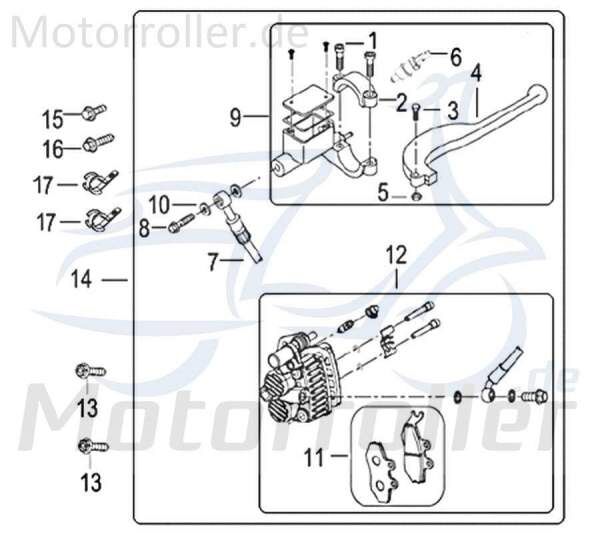 Kreidler Insignio 125 2.0 Bremssattel 125ccm 4Takt 750244 Motorroller.de Bremszange Brems-Zange Brems-Sattel Bremshalterung Bremsblock Brems-Block