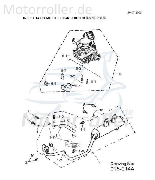 Aeon Overland 180 Auspuff Endtopf 180ccm 4Takt 18300-186-000 Motorroller.de Endschalldämpfer Auspuffanlage Auspuff-Anlage Auspufftopf Auspuffendtopf