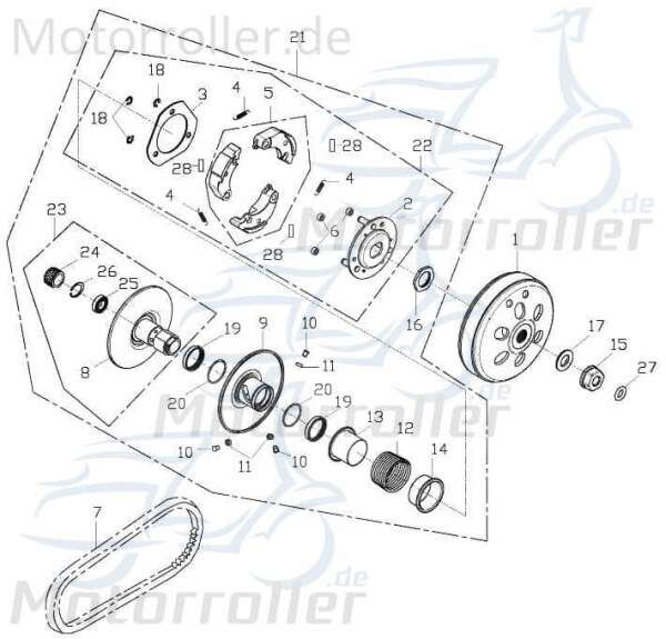 Adly Schlitzscheibe sekundäre feste GK 125 Buggy 125ccm 4Takt Motorroller.de 152QMI Ersatzteil Service Inpektion Direktimport