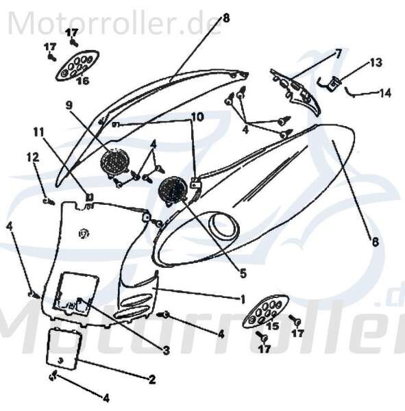 Kreidler Florett RMC-E 50 Heckverkleidung 50ccm 4Takt FIG 30-3-3 Motorroller.de Seitenteil Seitenverkleidung Seitenabdeckung Heckabdeckung links Moped