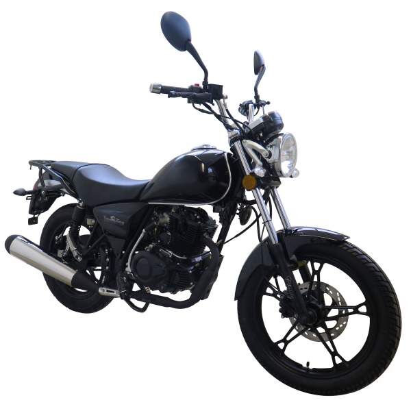 Motorrad Fighter 125 C-S schwarz 90 km/h Euro 5 Schaltmoped Chopper 125ccm 4 Takt Leichtkraftrad Krad Kraftrad