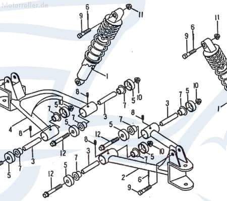 Rex Quad 50 Querlenker Radaufhängung ATV 50ccm 2Takt 94121 Motorroller.de Achsaufhängung Trapezlenker Quer-Lenker Trapez-Lenker 50ccm-2Takt Kreidler