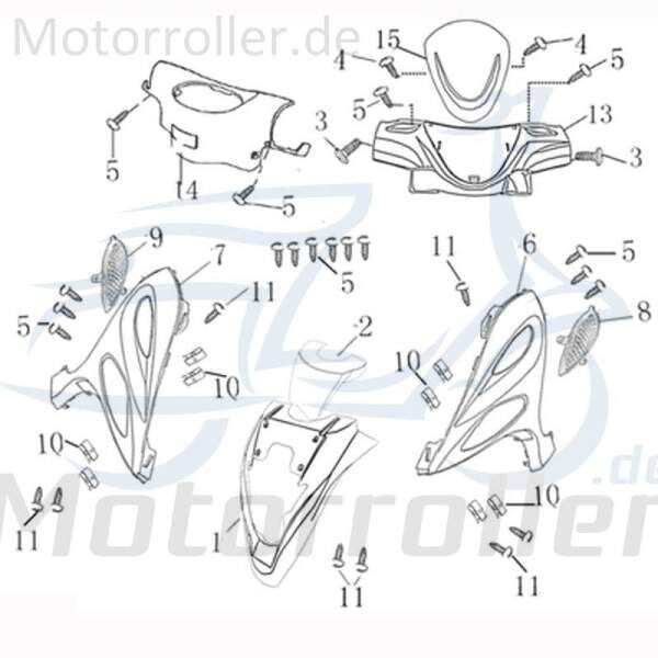 Kreidler Florett RS 50 DD Frontverkleidung 50ccm 2Takt 1020217-1 Motorroller.de silber rechts Frontschürze Frontmaske Front-Cover Lenkerverkleidung