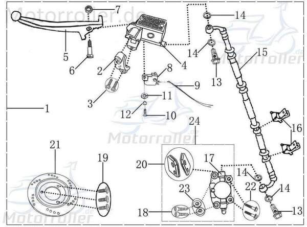 Kreidler Florett 50 RS Bolzen Bremsattel 701271 Motorroller.de Schraube Bremszange Hiker Galactice 2.0 50 DD