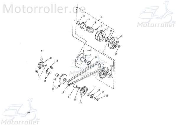 AEON Riemenscheibe Außendurchmesser 95mm Luftrad 100ccm 2Takt Motorroller.de Innendurchmesser 16mm Keilriemenscheibe Flügelrad Lüfterrad Lauf-Rad Quad