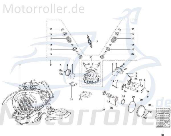 Kreidler STAR Deluxe 4S 125 Dichtungssatz 125ccm 4Takt SF514-1637 Motorroller.de Dichtungsset Dichtungskit 125ccm-4Takt Scooter LML Ersatzteil Service