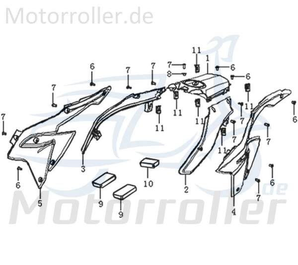 Kreidler DICE GS/SM 125 Pro Tankverkleidung oben PP schwarz 781186 Tankabdeckung Tankcover Original