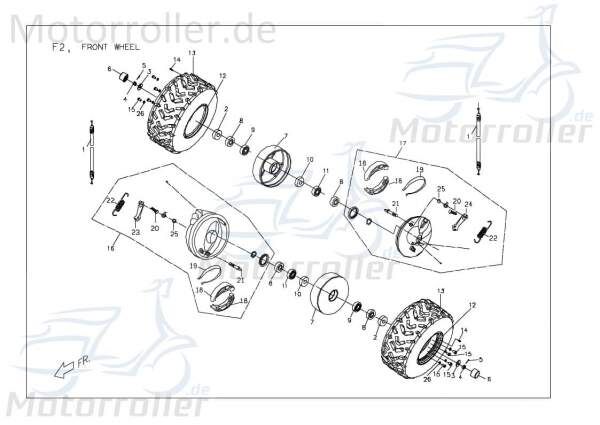 PGO X-RIDER 150 Bremszug Bowdenzug 150ccm 4Takt X2544201000 Motorroller.de Bremsleitung Seilzug Bautenzug Bremsseil Bremskabel Brems-Zug Bauten-Zug