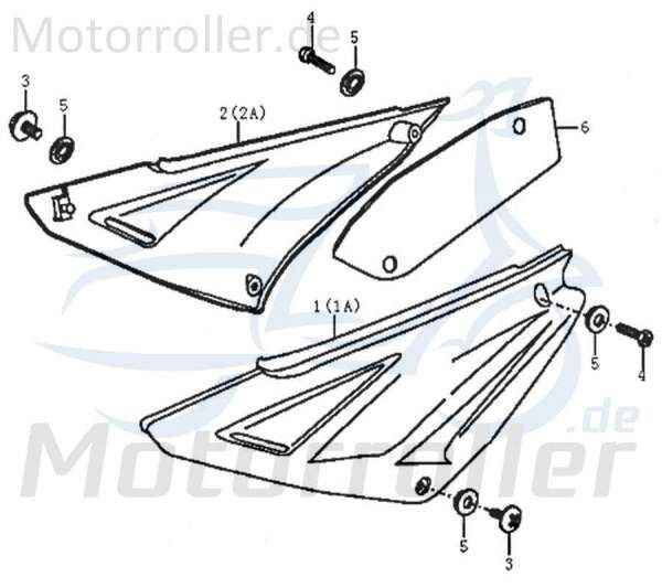 Rex Enduro 125 DD Seitenverkleidung links schwarz-matt 89458 Motorroller.de Kreidler Supermoto Seitendeckel Seitenabdeckung Seitenleiste Moped