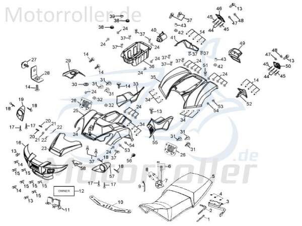 Aeon Crossland 350 Frontverkleidung 350ccm 4Takt AEO-6110055E-116 Motorroller.de schwarz Frontschürze Frontmaske Front-Cover Lenkerverkleidung Quad