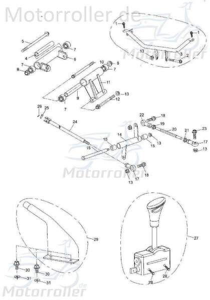 Schaltstange kurz Tongjian Schaltwelle Buggy 250ccm 4Takt Motorroller.de Schaltstern Schalthebelwelle komplett 250ccm-4Takt Strassenbuggy 250 I+II