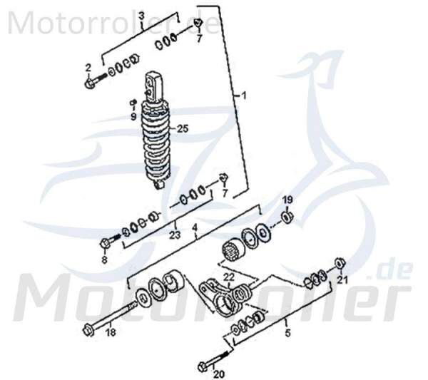 Bolzen Rex Supermoto 125 DD Schraube Zapfen 89463 Motorroller.de Gewindebolzen Gewindestift Arretierbolzen Stiftschraube Gewinde-Stift Moped