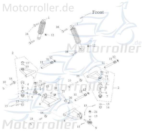 Adly Federbein 260mm GK 125 Stoßdämpfer Buggy 125ccm 4Takt Motorroller.de Feder-Bein Gabel-Bein Stoß-Dämpfer 125ccm-4Takt Ersatzteil Service Inpektion