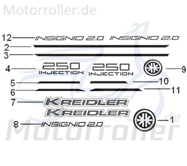 Kreidler Insignio 125 2.0 Dekor 125ccm 4Takt 05543N120001 Motorroller.de Aufkleber Sticker Deko-Sticker Deko-Aufkleber 125ccm-4Takt Scooter Qingqi