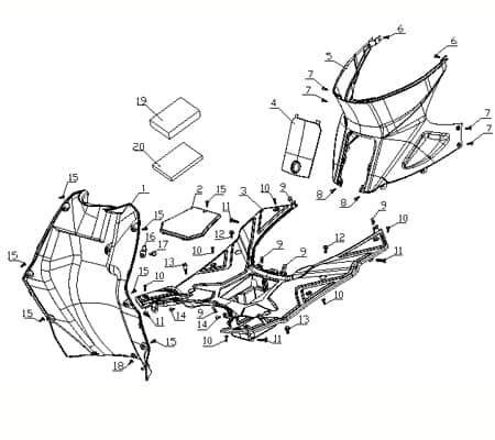 Kreidler Vabene 50 Staufachverkleidung 730338 Motorroller.de Fussraumverkleidung Innenverkleidung Scooter Roller