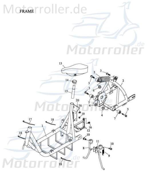 Adly Fun Cruiser FC 20 Halterung 50ccm elektro 31602-165-000 Motorroller.de Arretierung Haltebügel Halteblech Befestigungshalter Halte-Blech Scooter