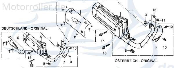 Daelim Message 50 Auspuff Endtopf 50ccm 2Takt 18200-SE5-RB00 Motorroller.de Endschalldämpfer Auspuffanlage Auspuff-Anlage Auspufftopf Auspuffendtopf