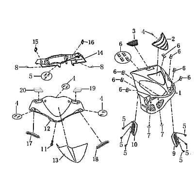 Tachometerverkleidung Instrumentenabdeckung 1010101-1