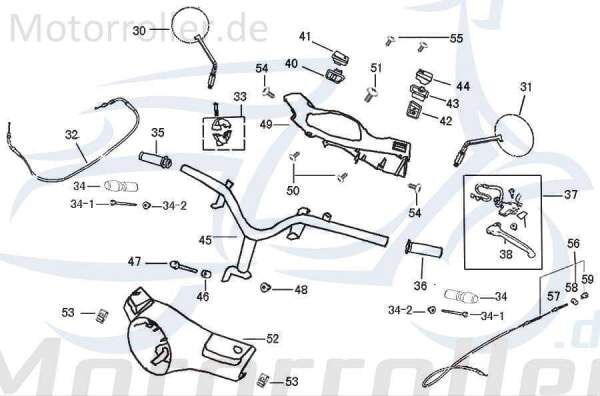 Lenker 53100-ALA6-9000 Motorroller.de Lenkung Lenkstange Lenkwelle Lenk-Stange Zweiradlenker Rollerlenker Mokick