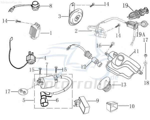 Steckdose 12V Jonway Galactica 2.0 RC 50 Scooter 1060017-2 Motorroller.de 50ccm-2Takt Kreidler Florett RS 50 DD Moped Ersatzteil Service Inpektion