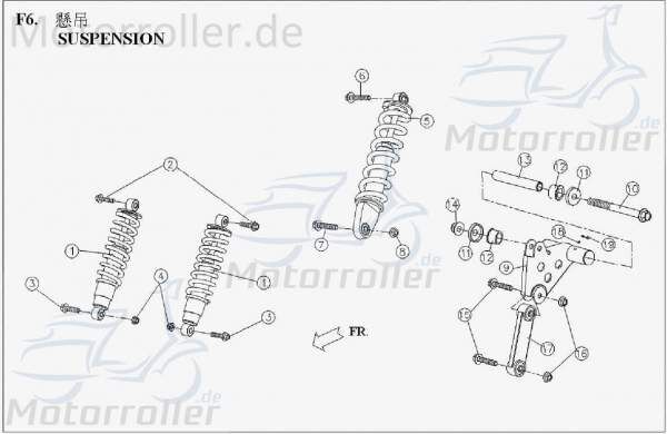 Chunlan Chopper Schraube M8x60mm 125ccm 4Takt ABB-28-NO.-12 Motorroller.de Bundschraube Maschinenschraube Flanschschraube Flansch-Schraube 244FM PGO