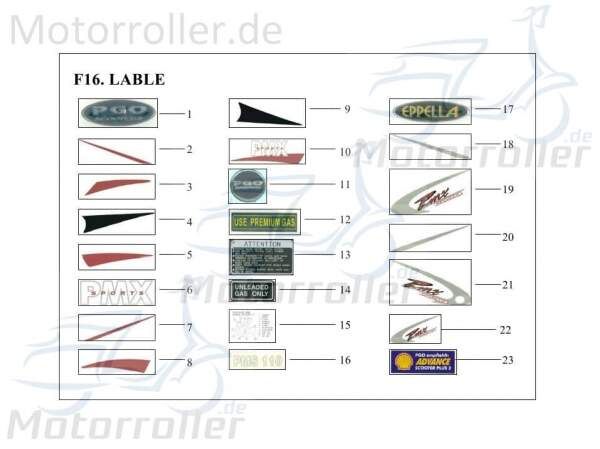 PGO Aufkleber Kotflügel links PMX 110 Sticker Dekor Roller P2601320000 Motorroller.de Dekor-Aufkleber Klebeetikett PMX 50 Mokick Ersatzteil Service