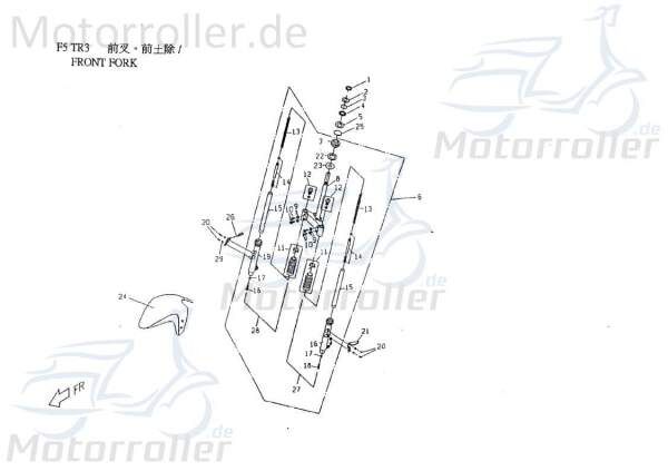 PGO Gabelbrücke TR3 50 Mofa Radgabel Telegabel Gabel-Brücke C144C200000 Motorroller.de Vorderrad-Gabel Joch Vorderradgabel Lenkgabel Gabeljoch