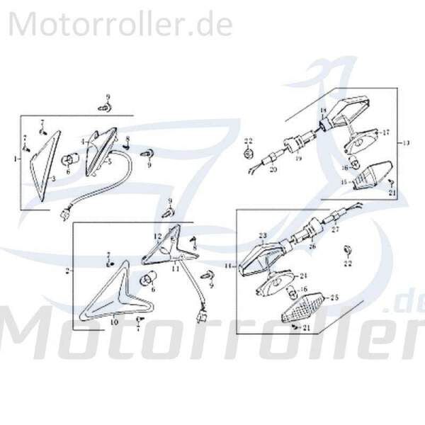 Blinker vorn links Jonway RMC-G 50 Blinklicht Scooter 83566 Motorroller.de Signalleuchte Blinkleuchte Fahrtrichtungsanzeiger Blinkleuchten Winker