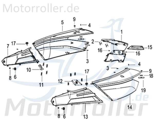 Kreidler Insignio 125 2.0 Seitenverkleidung 125ccm 4Takt 65603N12WC00 Motorroller.de Seitendeckel Seitenabdeckung Seitenleiste Seiten-Verkleidung