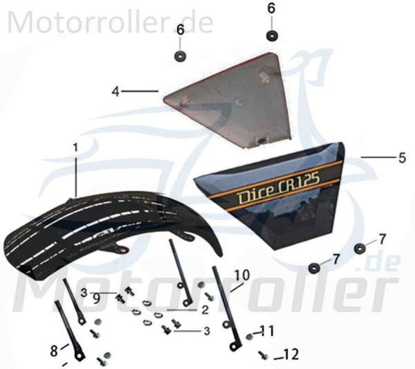 Kreidler DICE CR 125i Schutzblech vorne 780200 Vorderradabdeckung Kotflügel Radlauf Motorrad