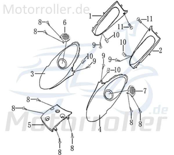 Rex E-Rex Heckverkleidung Heckschürze 50ccm elektro 703037 Motorroller.de Seitenteil Seitenverkleidung Seitenabdeckung Heckabdeckung Heck-Verkleidung