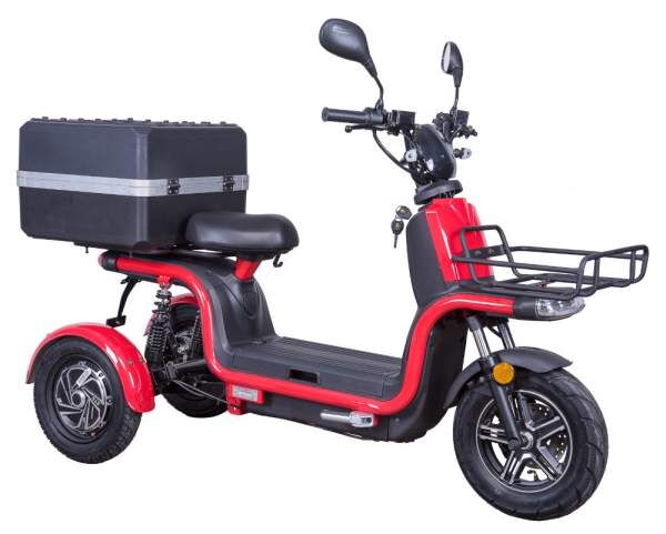 Dreirad Scoody E Trike ZT-29B 45 km/h rot 2x800 Watt Lithium-Ionen Elektroroller E-Scooter E-Roller Dreiradroller mit 2 Akkus