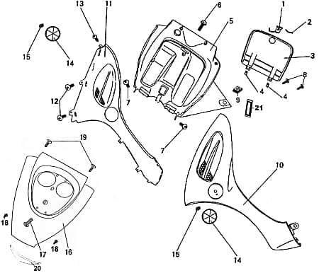 Abdeckung (Fin) Frontverkleidung Abdeckhaube 87973