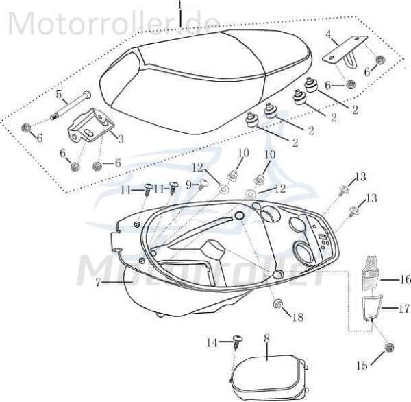 Helmstaufachabdeckung Sitzbank Motorroller 50cc 702765