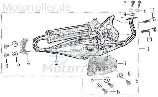 Kreidler Florett 50 RS Auspuffblende 50ccm 2Takt 706589 Motorroller.de Auspuffschutz Hitzeblech Auspuffabdeckung Galactica