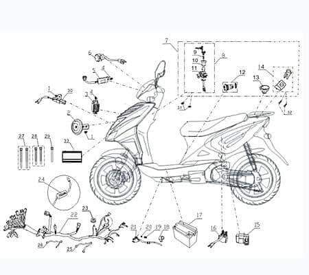 Zündspule CPI Aragon 50 Club Zündung 730419-Q0F-23140 Motorroller.de Zündkabel Zündmodul Kerzenstecker Zünd-Kabel Zünd-Spule Kerzen-Stecker Moped