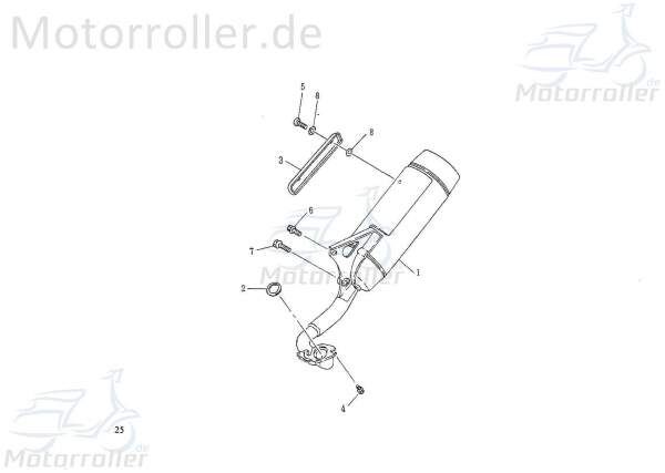 Bundschraube M8x1,25mm Rex RS450 Flanschschraube 50ccm 4Takt Motorroller.de Maschinenschraube Flansch-Schraube Maschinen-Schraube Bund-Schraube