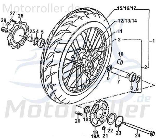 Rex Enduro 125 DD Zahnrad Kettenrad 125ccm 4Takt 89933 Motorroller.de Steuerrad Ritzel Ketten-Rad Zwischenrad Steuer-Rad Zahn-Rad Getrieberad Motorrad