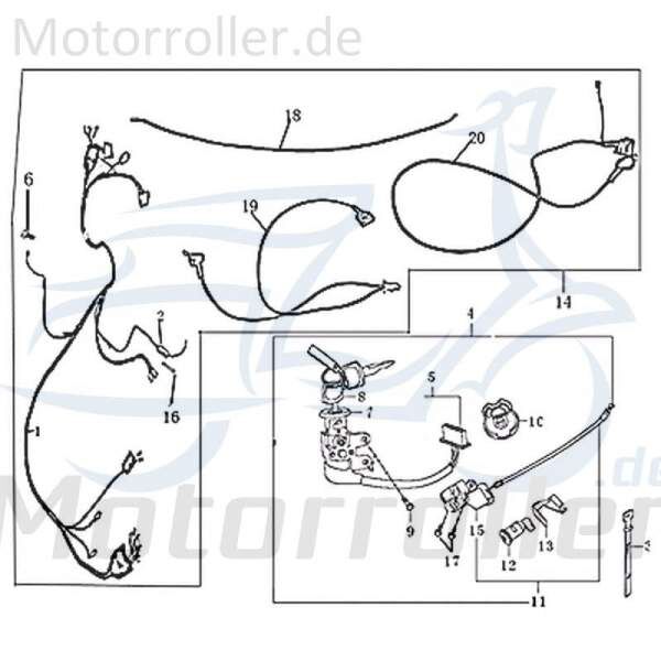 Kabelbaum Rex 706930 Motorroller.de Kabelsatz Kreidler Stromverteiler Strom-Verteiler Kabel-Set Kabelbündel Kabel-Baum