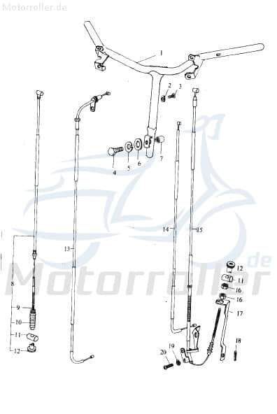 Eppella Eppelino 50 Gaszug 50ccm 2Takt QM50QW-B.-32.9-00 Motorroller.de Seilzug Bautenzug Gasseilzug Bauten-Zug Bowden-Zug Gas-Zug Seil-Zug Scooter