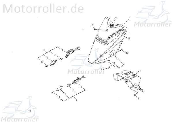 Blinkergehäuse vorn rechts rechts vorn Rex vorne 50ccm 2Takt Motorroller.de Blinker-Abdeckung 50ccm-2Takt Scooter Ersatzteil Service Inpektion